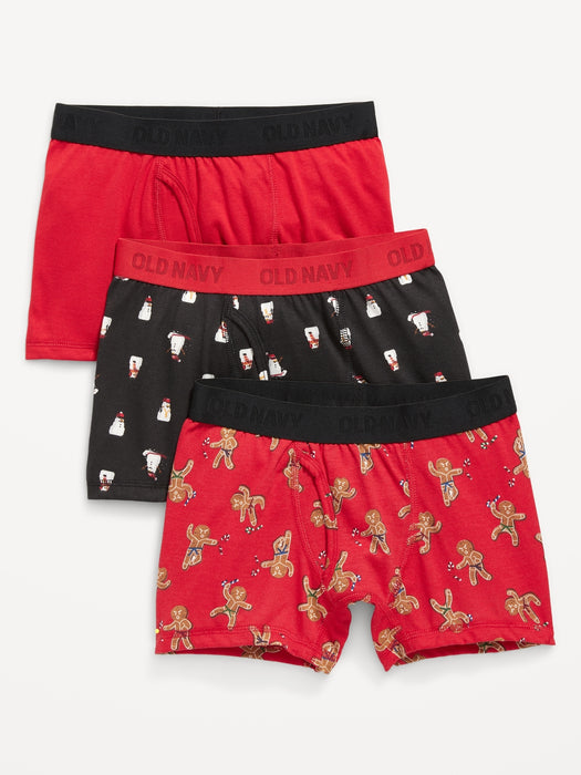 Holiday Boxer-Briefs Underwear 3-Pack for Boys - Red