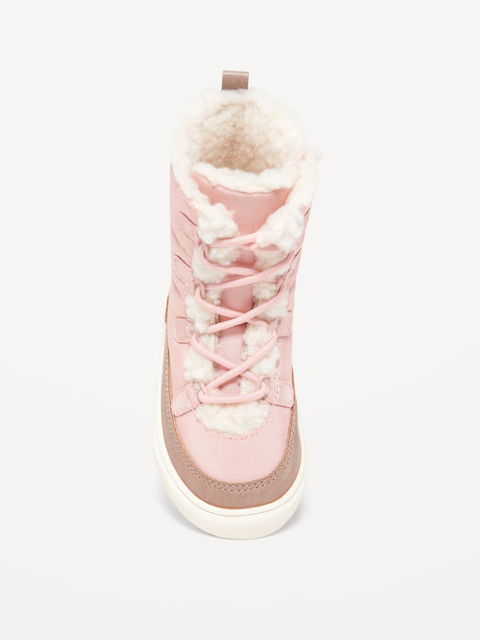 Sherpa-Lined Lace-Up Boots for Toddler Girls