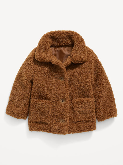 Unisex Button-Front Sherpa Coat for Baby