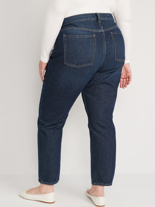 Extra High-Waisted Button-Fly Sky-Hi Straight Non-Stretch Ankle Jeans for Women - Blue