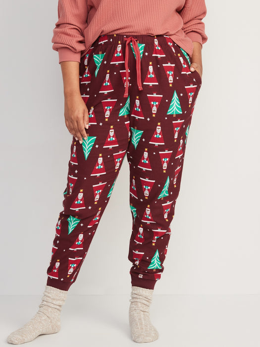 Printed Flannel Jogger Pajama Pants for Women