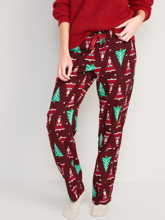 Printed Flannel Pajama Pants for Women - Red