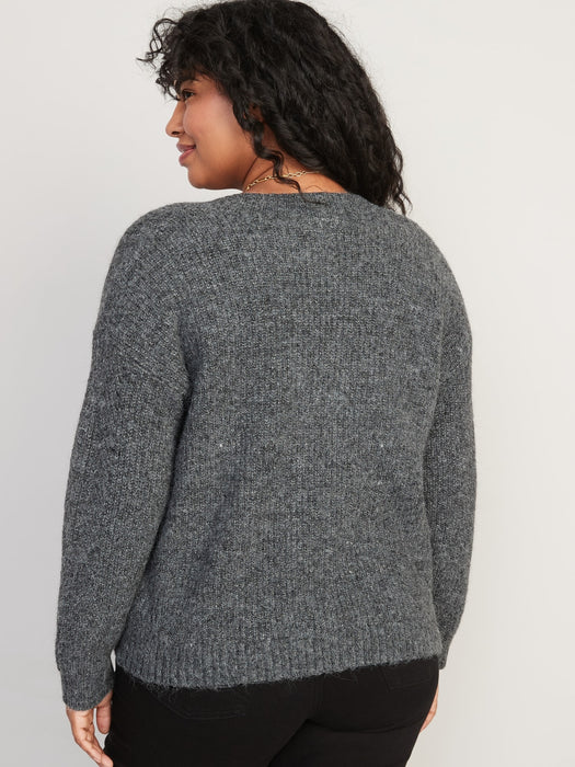 Mélange Cozy Shaker-Stitch Cardigan Sweater for Women