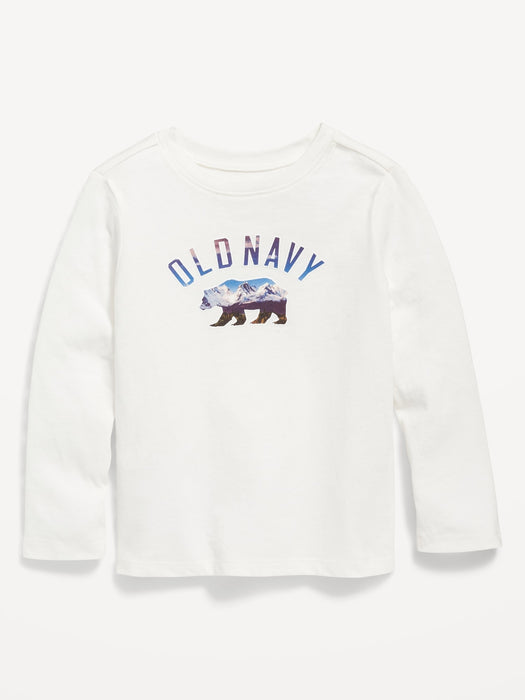 Unisex Long-Sleeve Logo-Graphic T-Shirt for Toddler - White