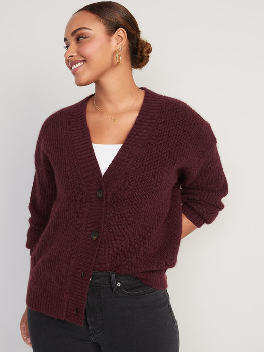 Cozy Shaker-Stitch Cardigan Sweater for Women