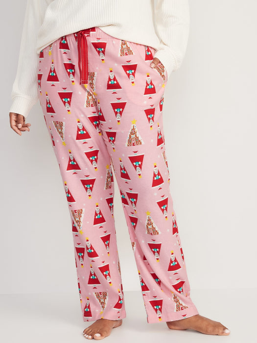 Printed Flannel Pajama Pants for Women - Pink