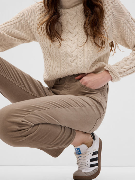 High Rise Velvet Vintage Slim Jeans with Washwell