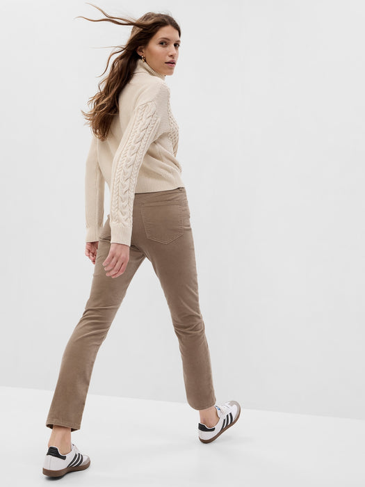 High Rise Velvet Vintage Slim Jeans with Washwell