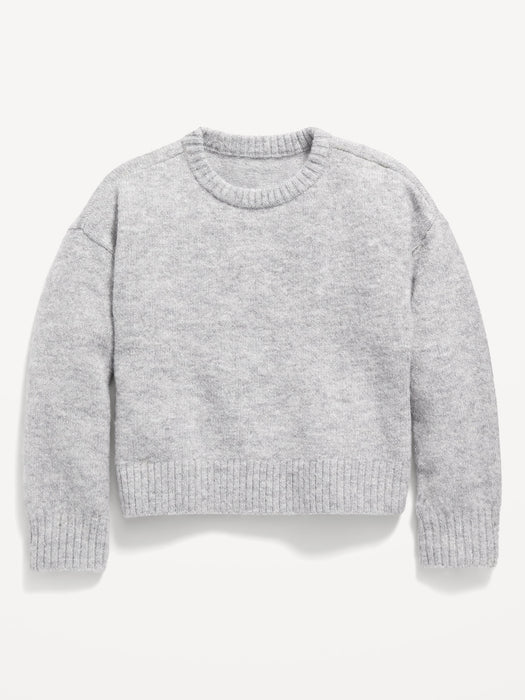 Cozy Plush-Yarn Cocoon Sweater for Girls