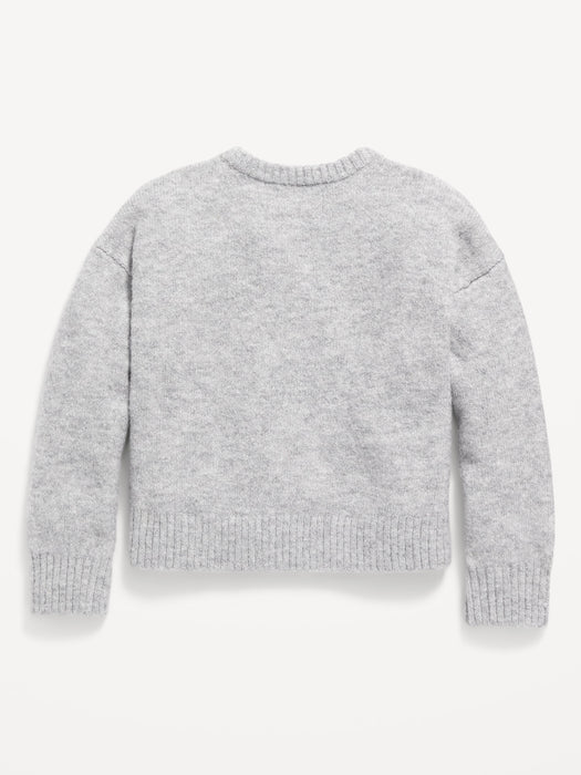 Cozy Plush-Yarn Cocoon Sweater for Girls