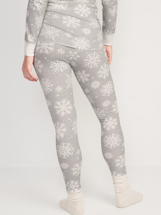 Maternity Matching Print Thermal-Knit Pajama Leggings