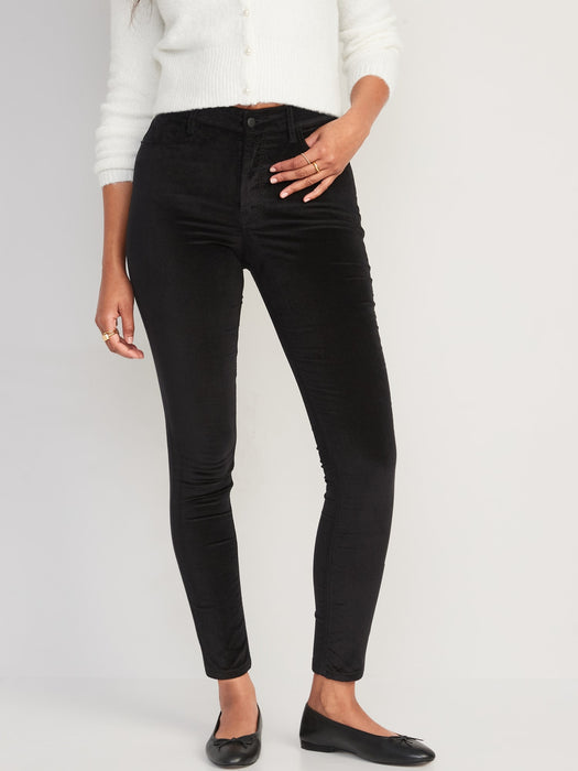 High-Waisted Rockstar Super-Skinny Velvet Pants for Women - Black