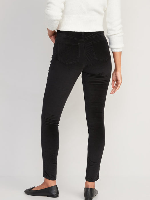 High-Waisted Rockstar Super-Skinny Velvet Pants for Women - Black