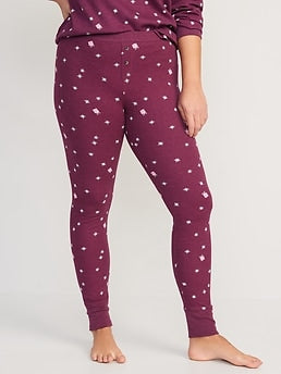 Matching Printed Thermal-Knit Pajama Leggings for Women - Multi