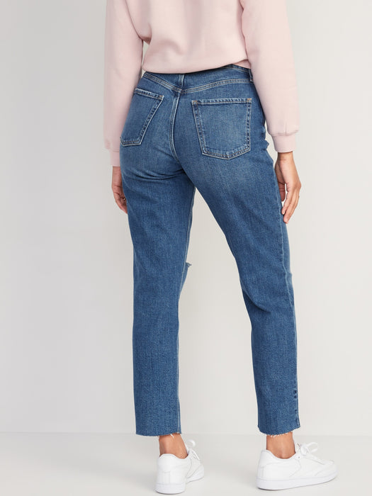 Curvy Extra High-Waisted Button-Fly Sky-Hi Straight Ripped Jeans for Women