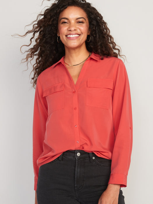 Utility Button-Down Shirt for Women - Multi