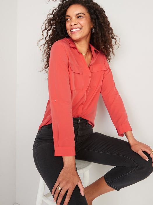 Utility Button-Down Shirt for Women - Multi