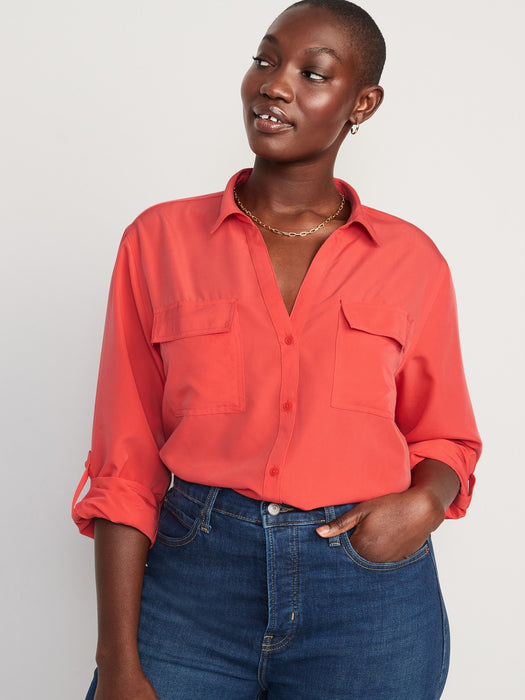 Utility Button-Down Shirt for Women - Multi
