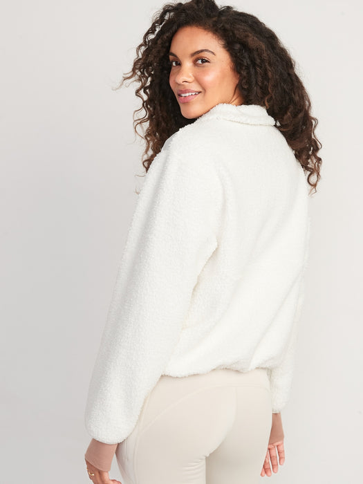 Quilted Hybrid Sherpa Jacket for Women. - White