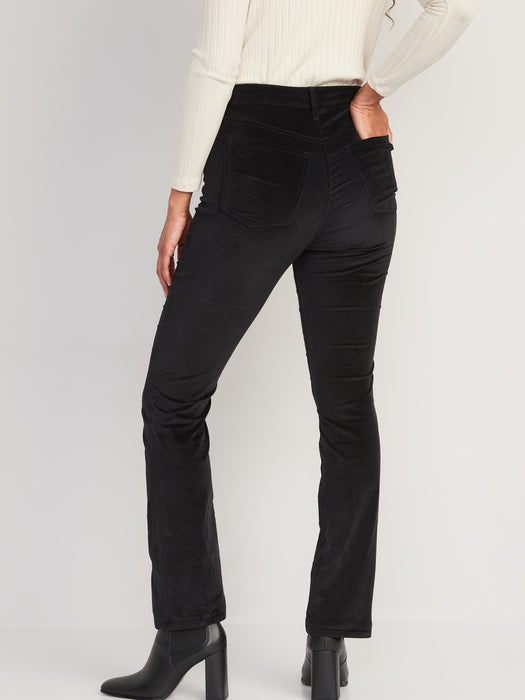 Extra High-Waisted Velvet Boot-Cut Pants for Women