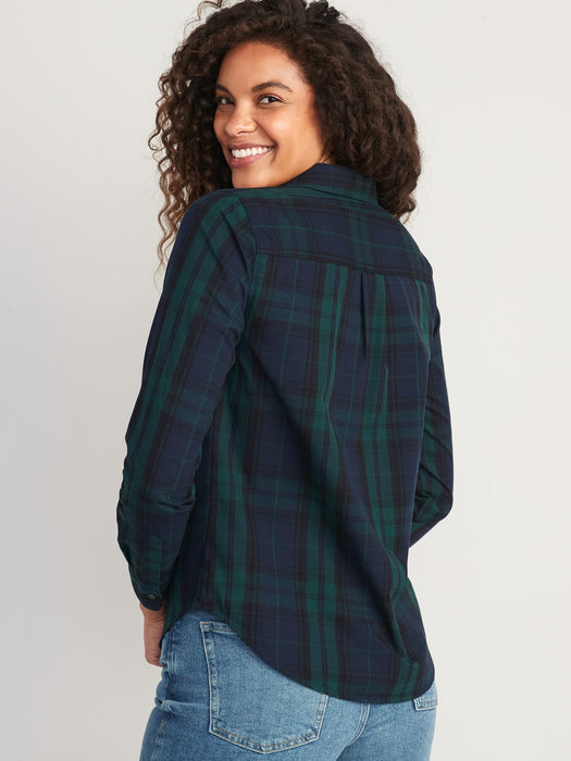 Plaid Classic Button-Down Shirt for Women