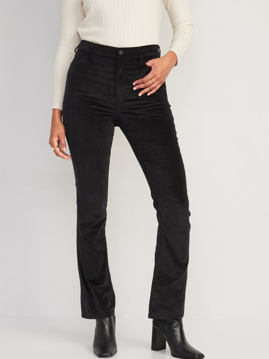 Extra High-Waisted Velvet Boot-Cut Pants for Women