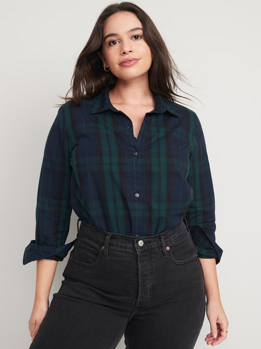 Plaid Classic Button-Down Shirt for Women