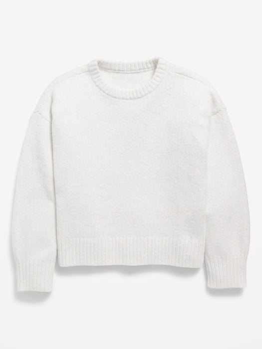 Cozy Plush-Yarn Cocoon Sweater for Girls