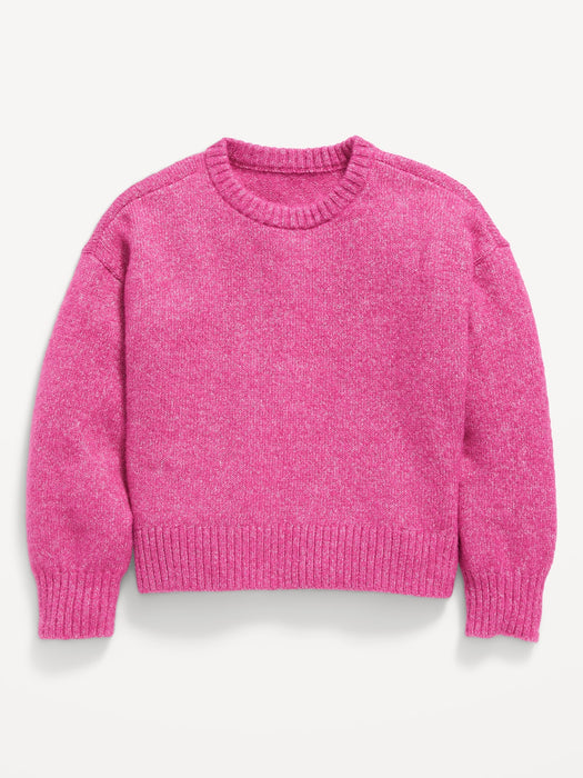 Cozy Plush-Yarn Cocoon Sweater for Girls