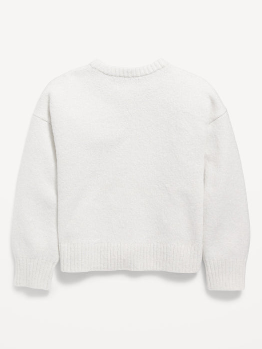 Cozy Plush-Yarn Cocoon Sweater for Girls