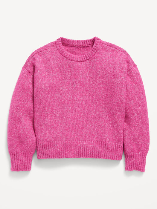 Cozy Plush-Yarn Cocoon Sweater for Girls