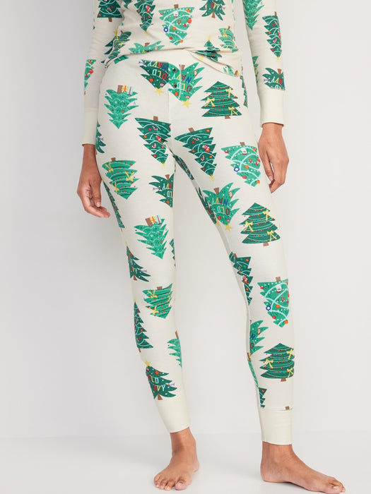 Matching Printed Thermal-Knit Pajama Leggings for Women - Multi
