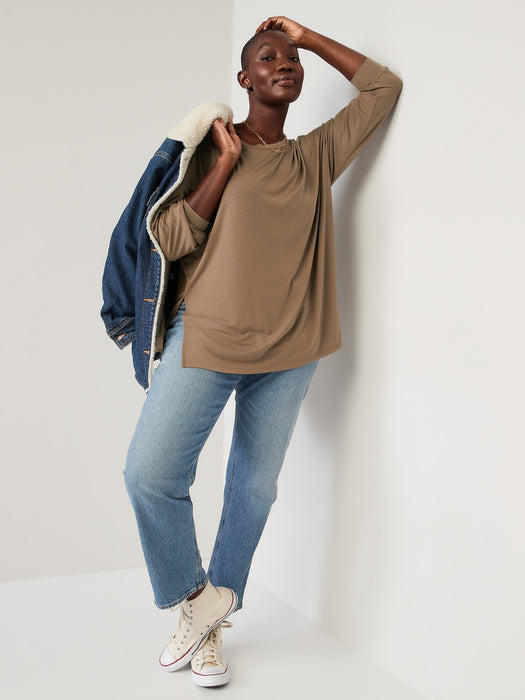 Long-Sleeve UltraLite All-Day Performance Tunic T-Shirt for Women - Beige