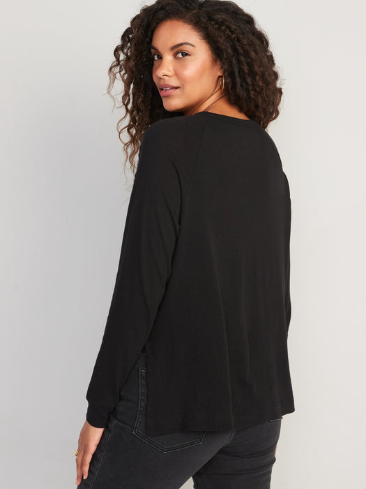 Long-Sleeve Loose Tunic T-Shirt for Women