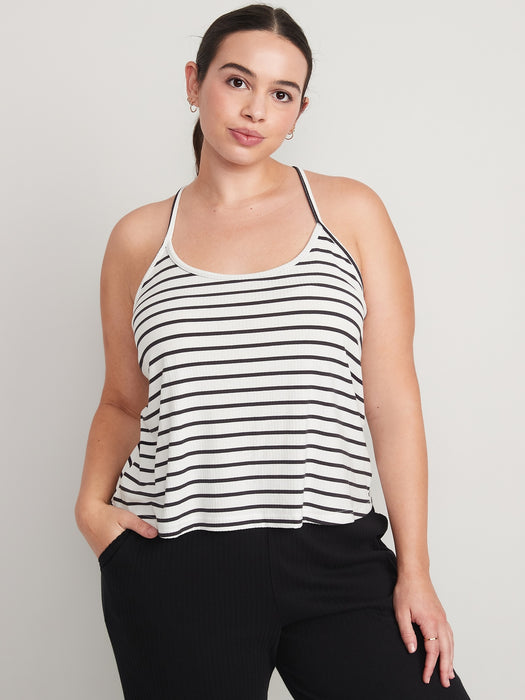Sunday Sleep Striped Rib-Knit Cami Top for Women