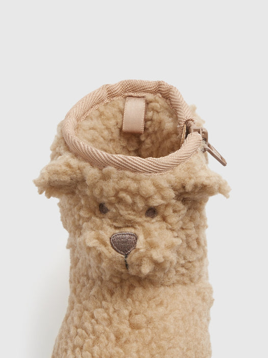 Toddler Sherpa Bear Boots - holiday brown
