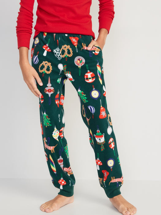 Patterned Microfleece Pajama Jogger Pants for Boys - Green