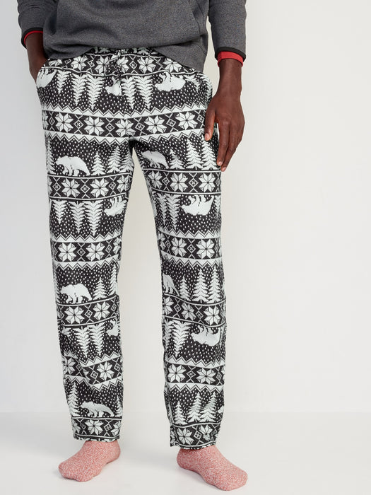Printed Flannel Pajama Pants for Men - Multi
