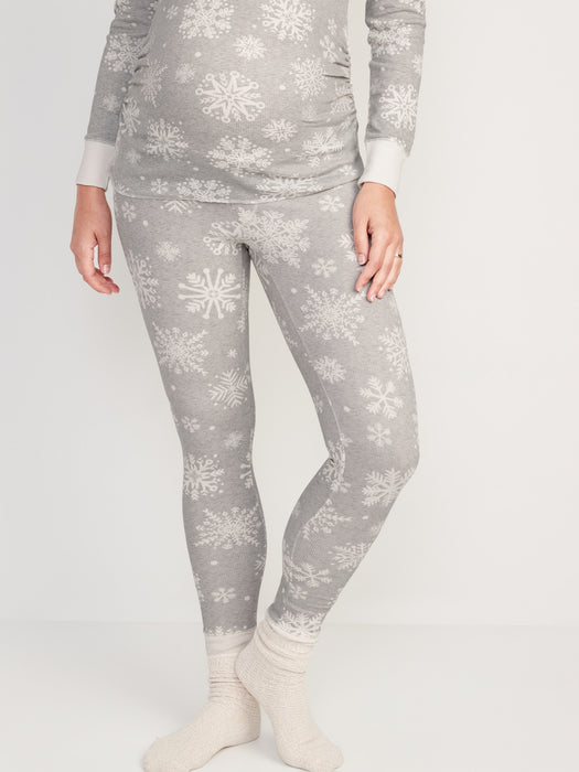 Maternity Matching Print Thermal-Knit Pajama Leggings