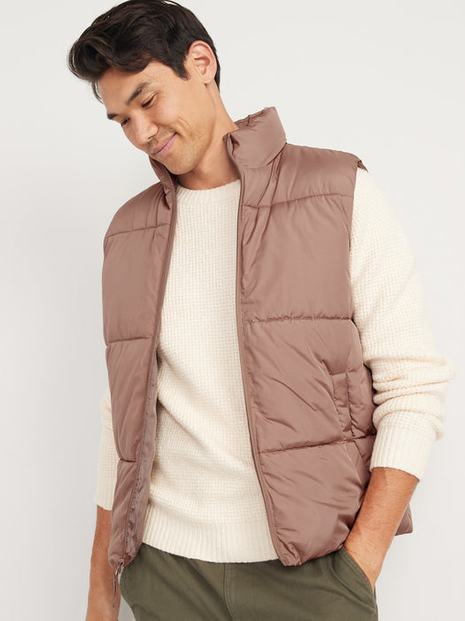 Frost-Free Water-Resistant Zip-Front Puffer Vest for Men