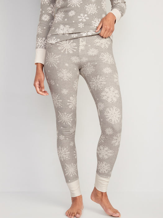 Matching Printed Thermal-Knit Pajama Leggings for Women - Multi