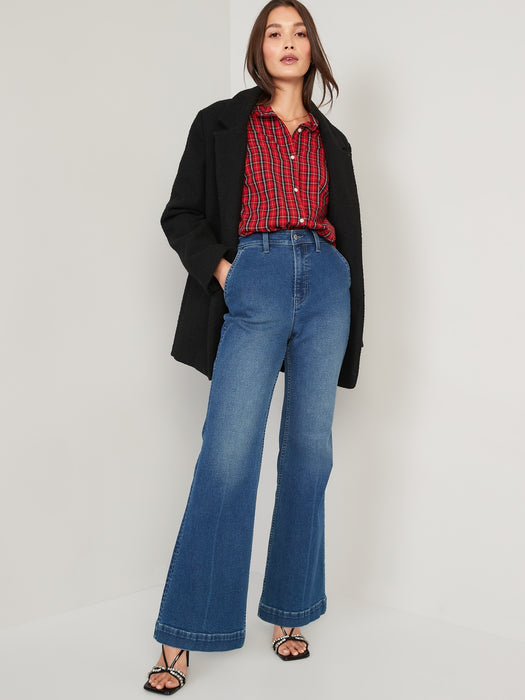 Plaid Classic Button-Down Shirt for Women