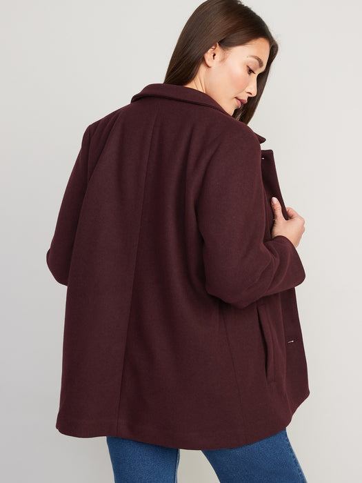 Soft-Brushed Button-Front Car Coat for Women