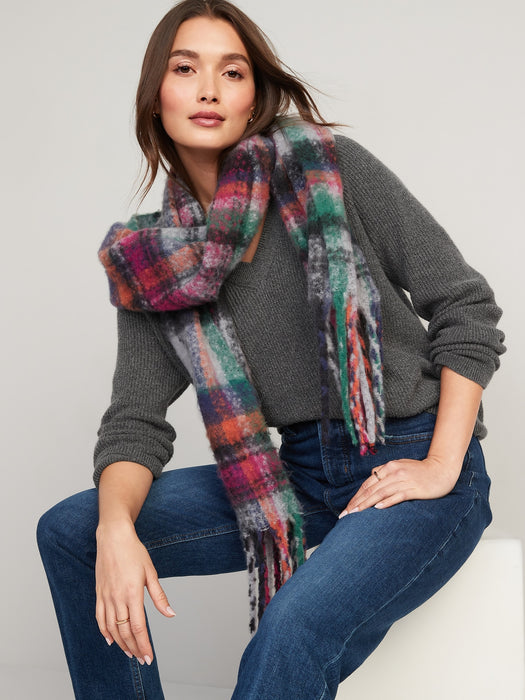 V-Neck Heathered Shaker-Stitch Cocoon Sweater for Women