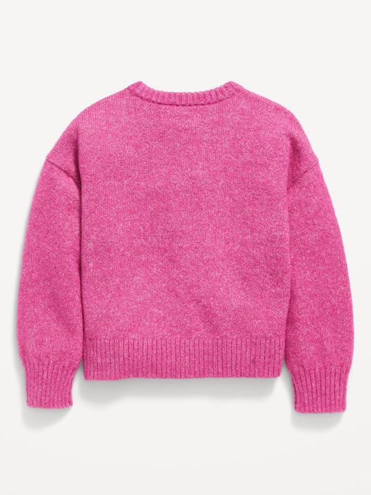 Cozy Plush-Yarn Cocoon Sweater for Girls