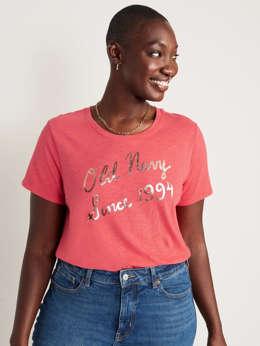 EveryWear Logo Graphic Slub-Knit T-Shirt for Women - Pink