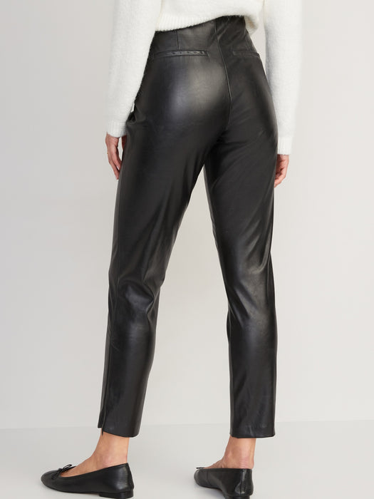 Extra High-Waisted Faux-Leather Zip Ankle Leggings for Women