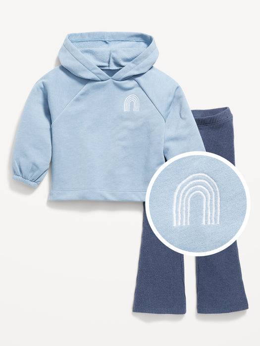 French-Terry Pullover Hoodie & Flare Pants for Toddler Girls