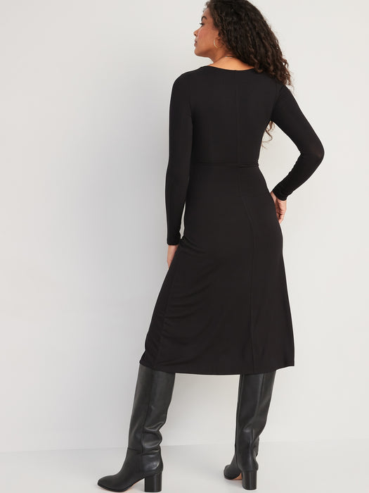 Fit & Flare Twist-Front Cutout Midi Dress for Women