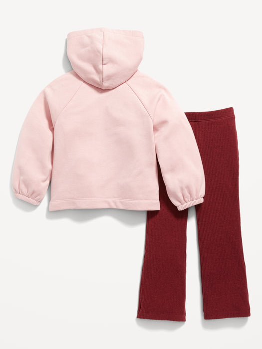 French-Terry Pullover Hoodie & Flare Pants for Toddler Girls